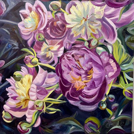 Buds And Blooms Peonies by Joelle Goff
