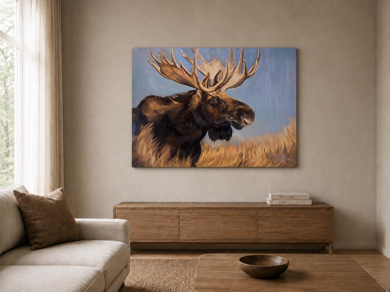 Bull Moose shown as a canvas print in a room