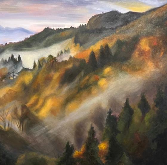 Foggy Fall Forest by Joelle Goff