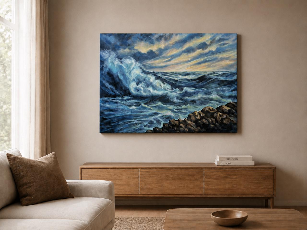 Nor'easter shown as a canvas print in a room