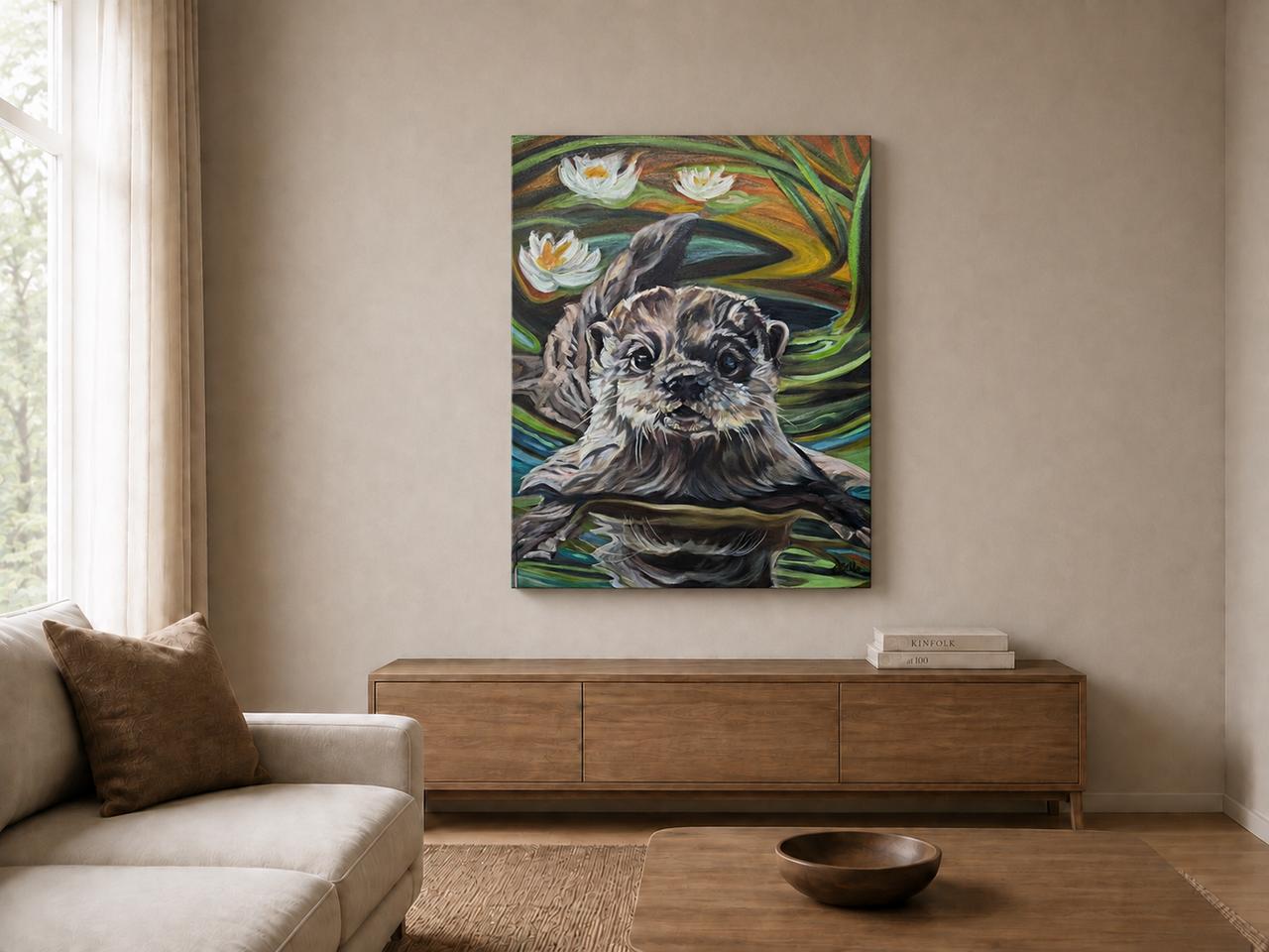Otter and Lilly's Cp shown as a canvas print in a room