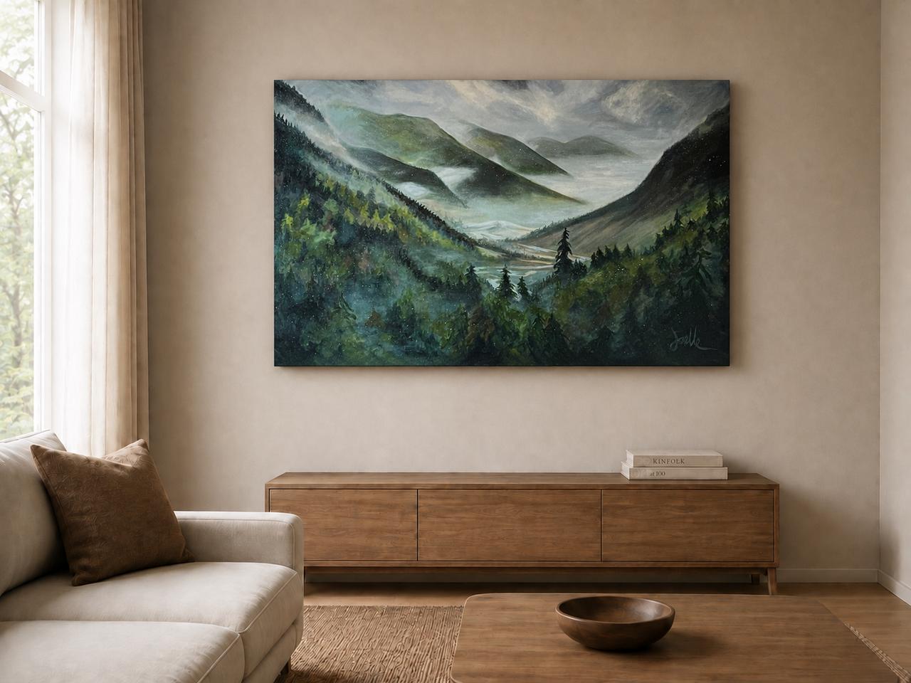 River Valley shown as a canvas print in a room