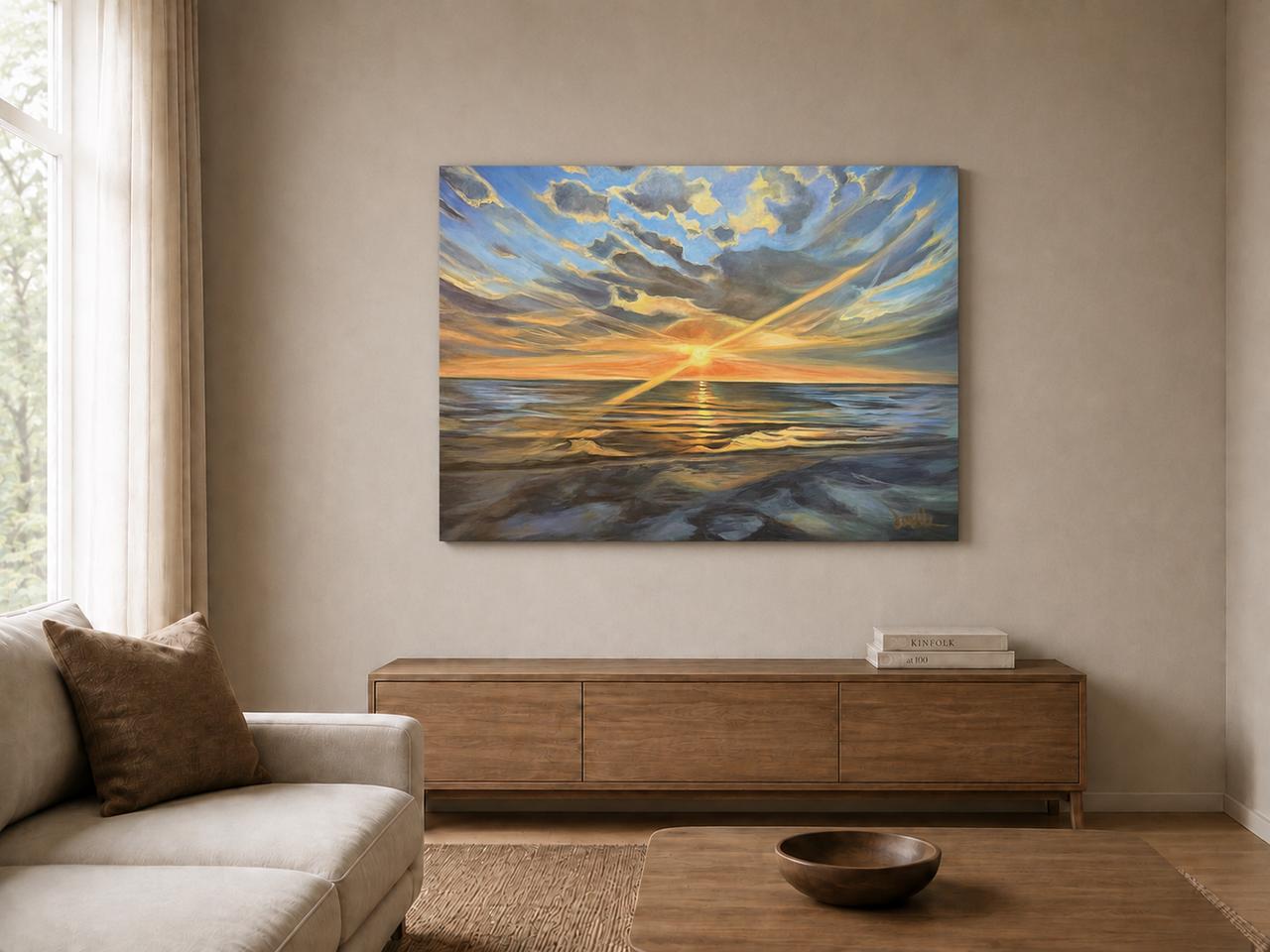 Southern Sunrise shown as a canvas print in a room