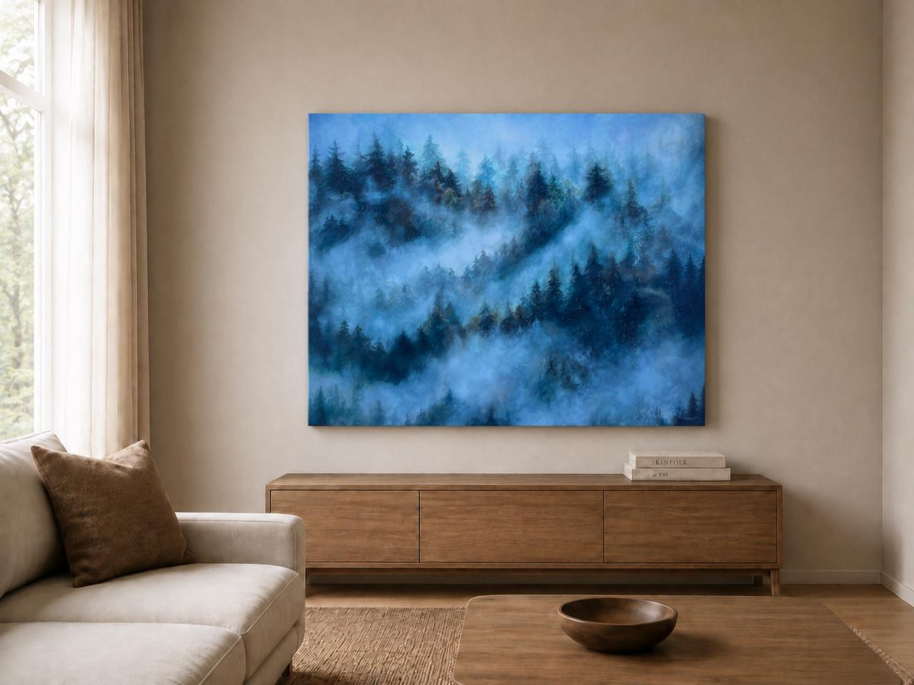 Winter Forest shown as a canvas print in a room