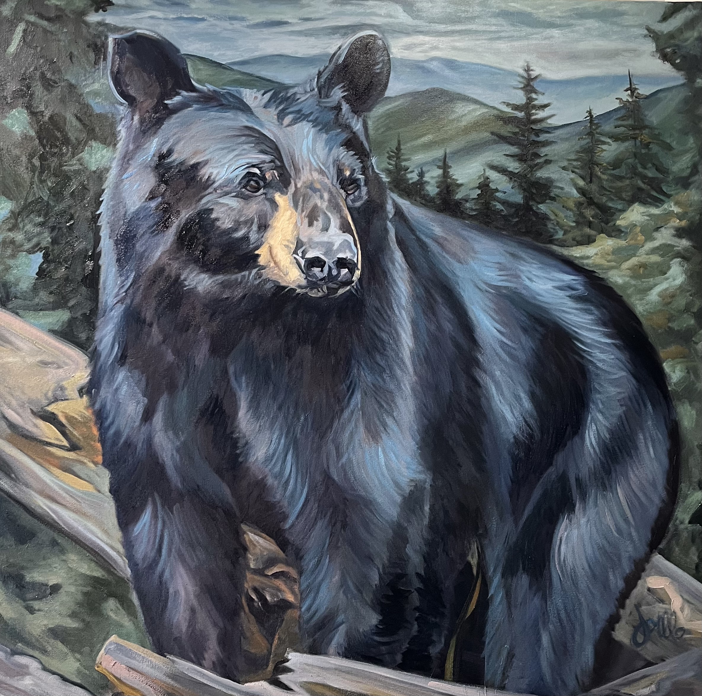 Forest Black Bear — original oil painting by Joelle Goff