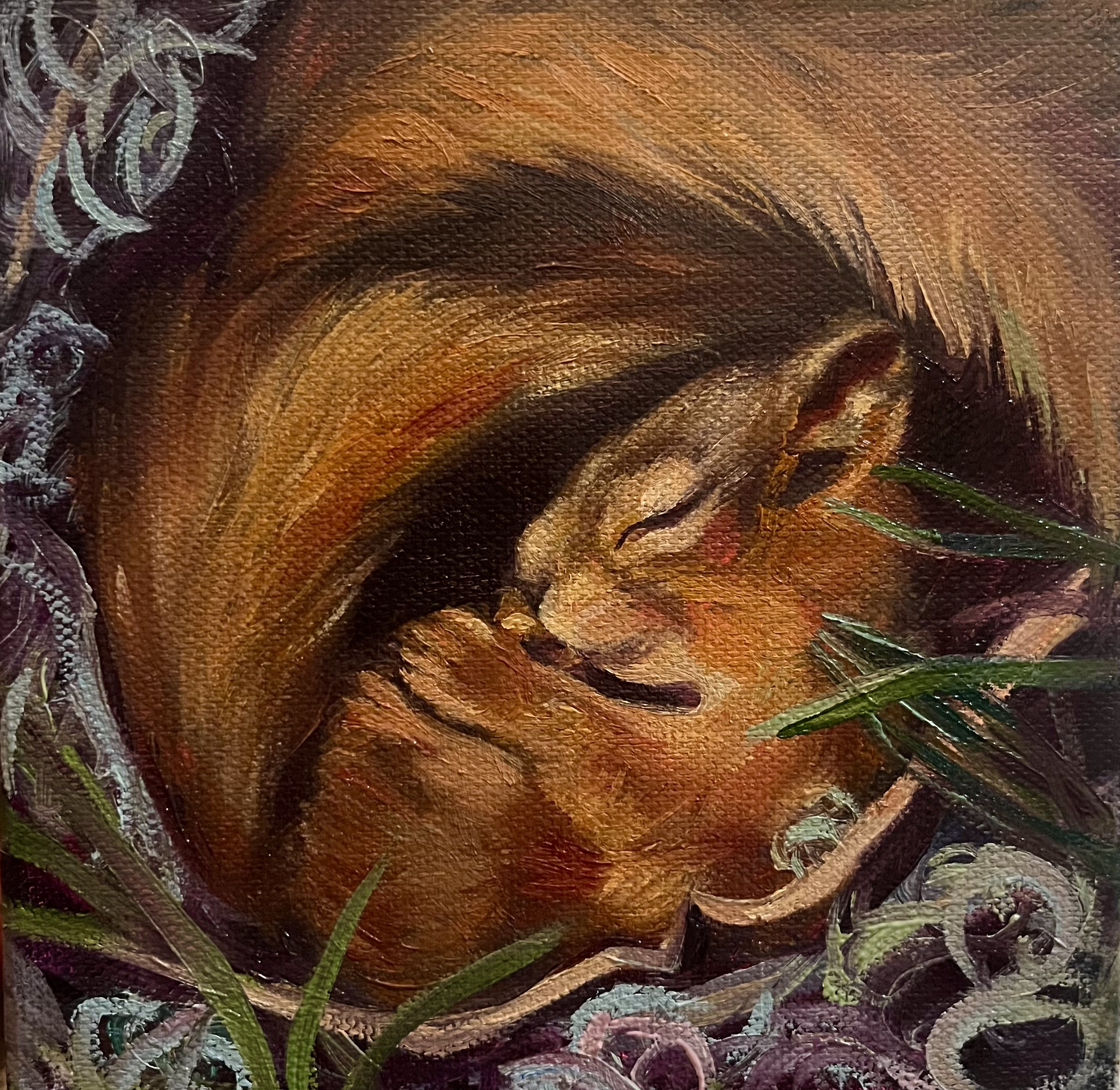 Nestled In Squirrel — original oil painting by Joelle Goff