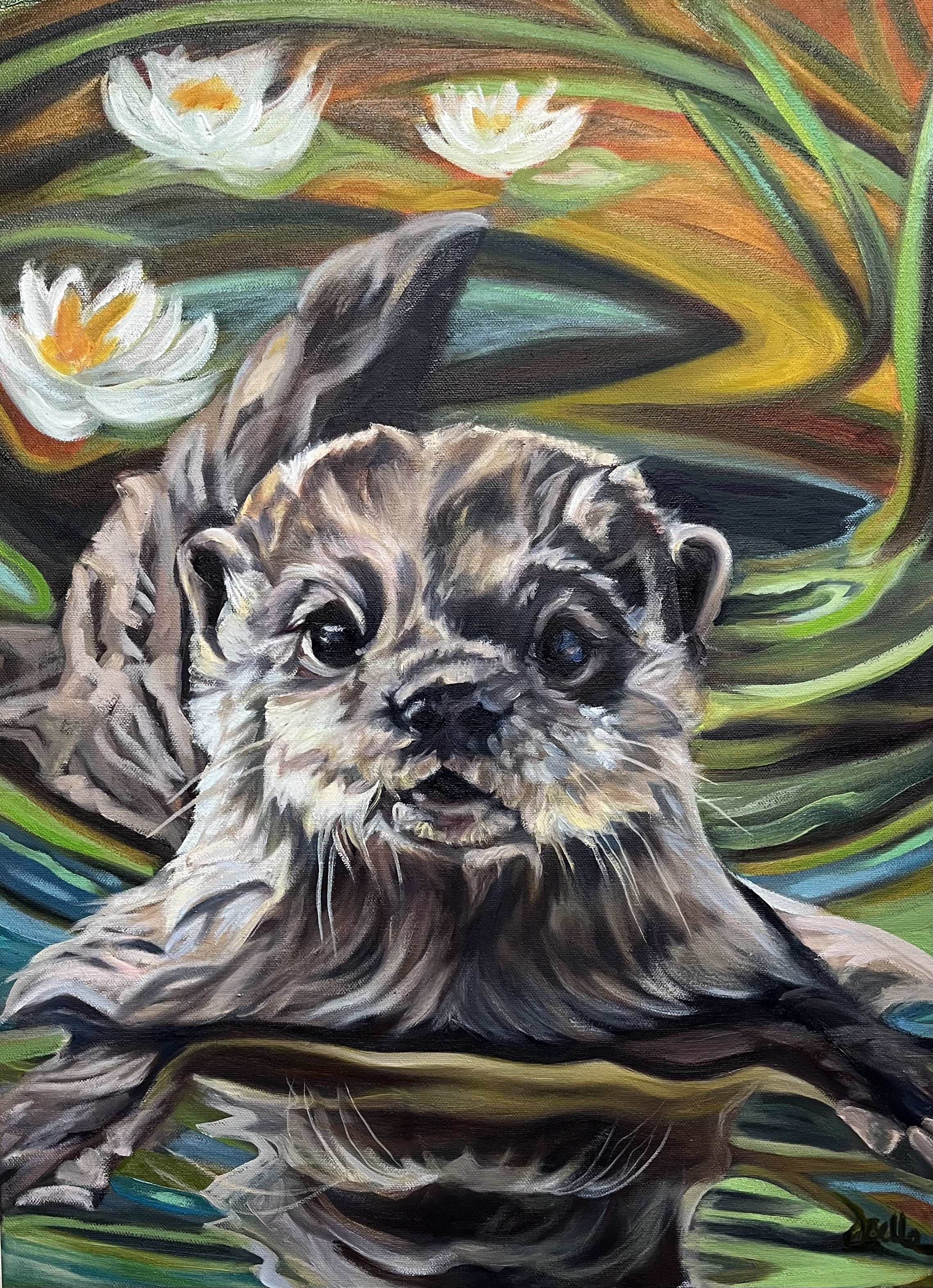 Otter and Lilly's Cp — original oil painting by Joelle Goff