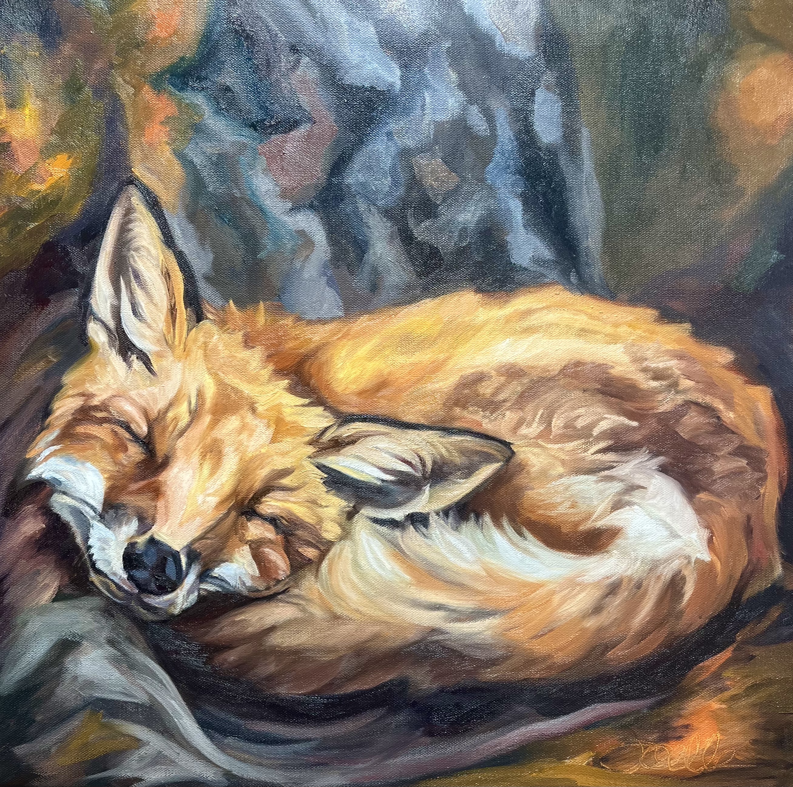 Sleeping Fox — original oil painting by Joelle Goff