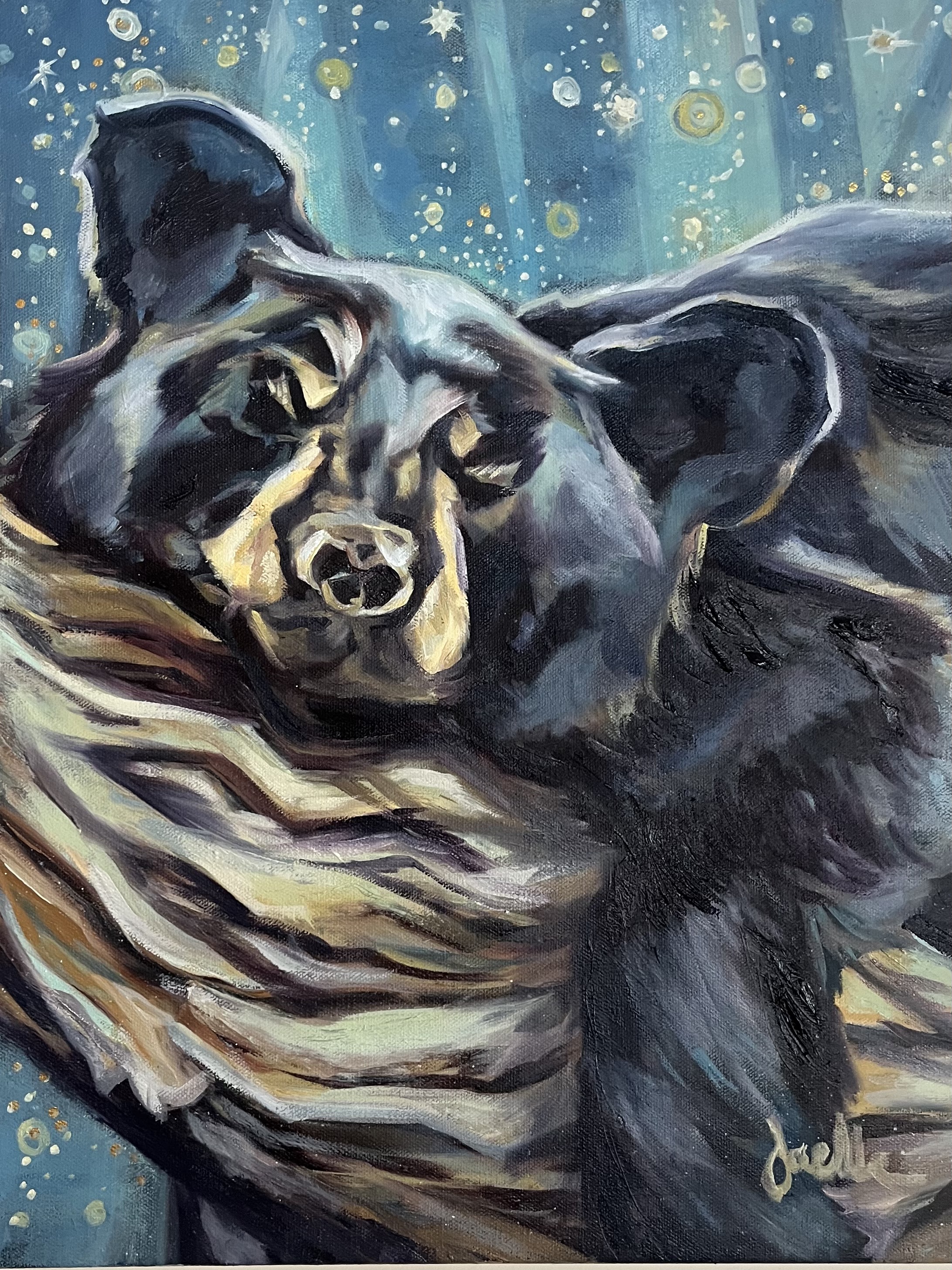 Sleepy Bear — original oil painting by Joelle Goff