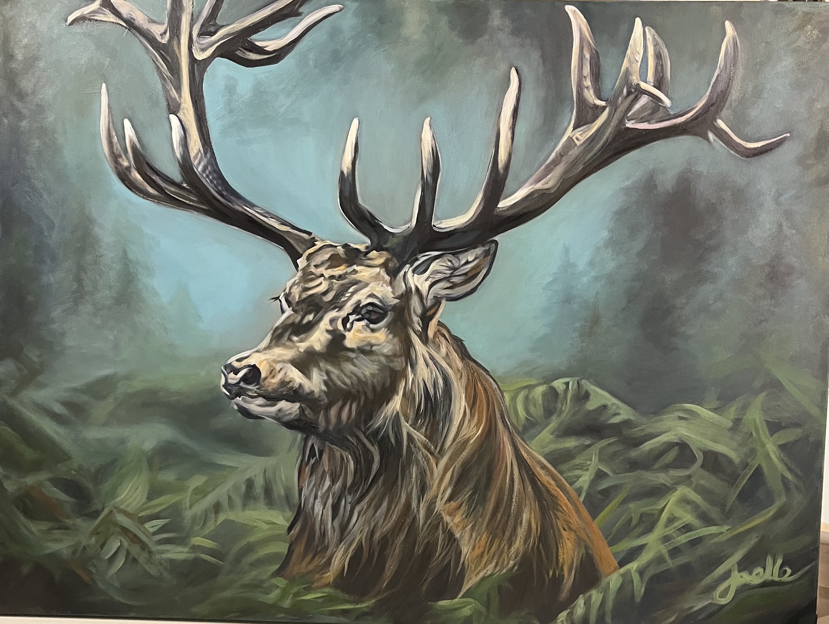 Stag Painting — original oil painting by Joelle Goff