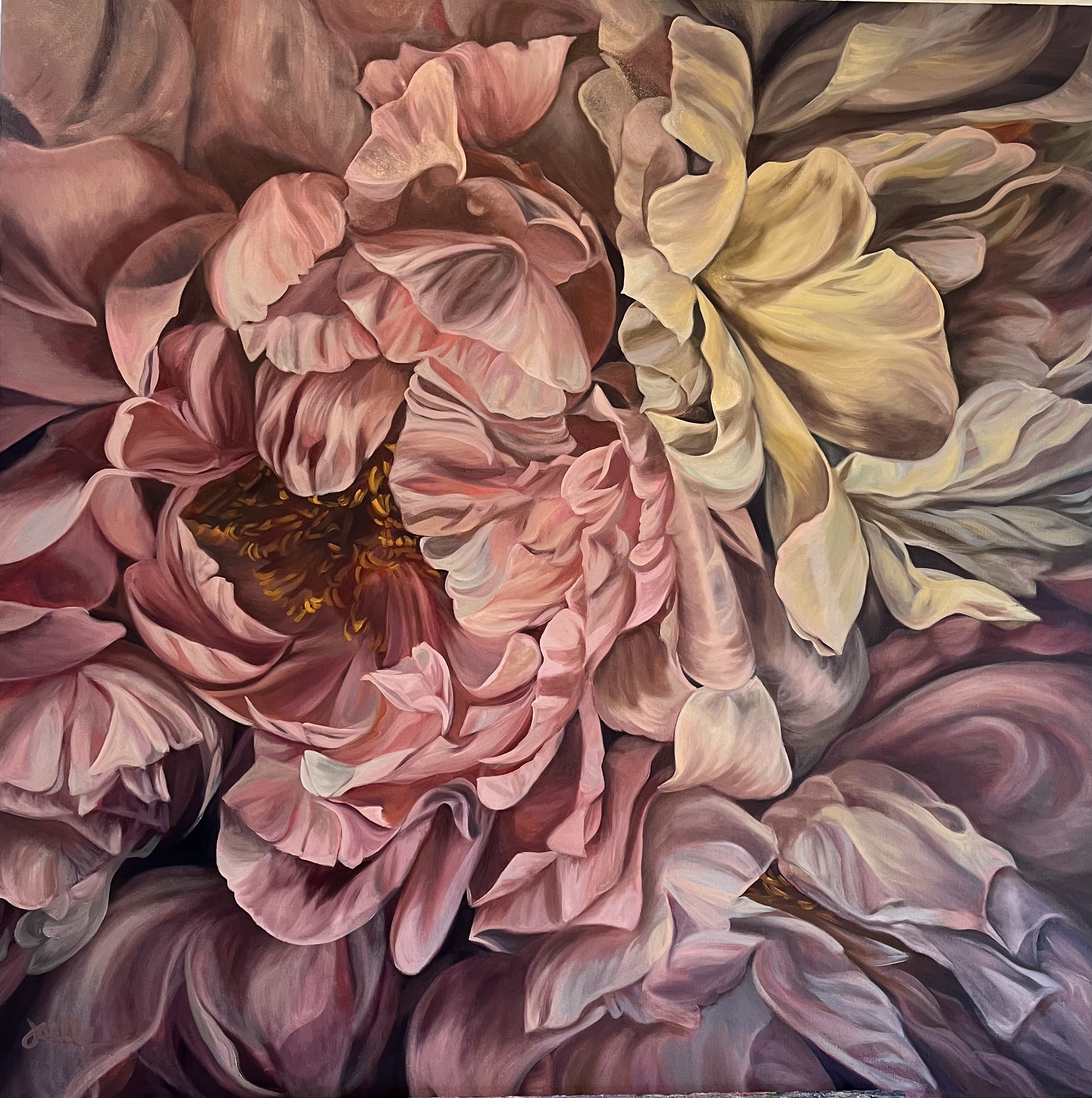 Butter Cream And Blush Peony — original oil painting by Joelle Goff