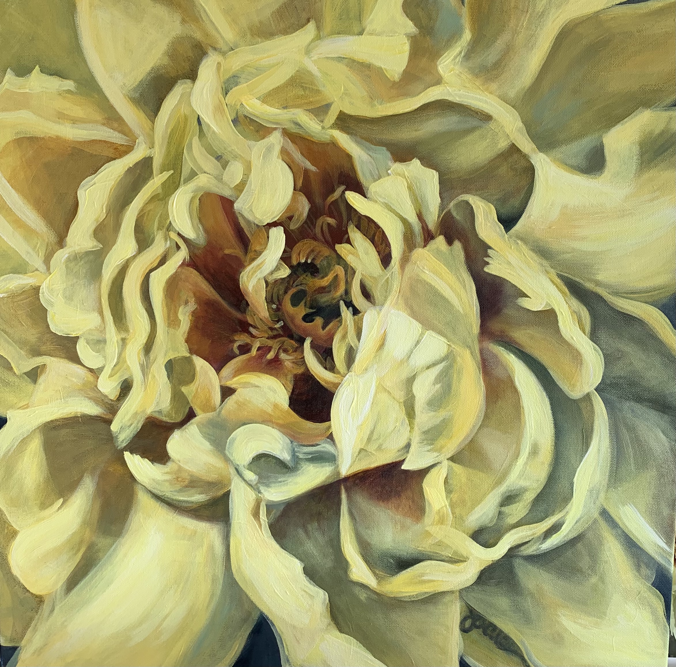 Butter Yellow Peony — original oil painting by Joelle Goff