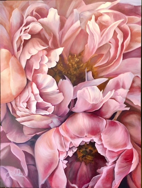 Pretty In Pink Peonies — original oil painting by Joelle Goff
