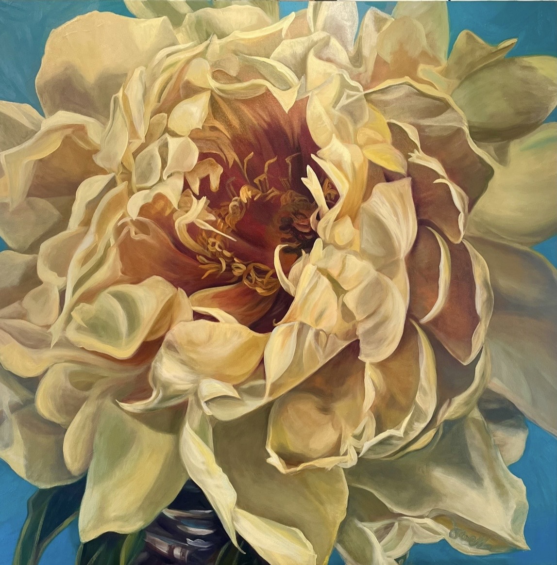 Yellow Peony — original oil painting by Joelle Goff