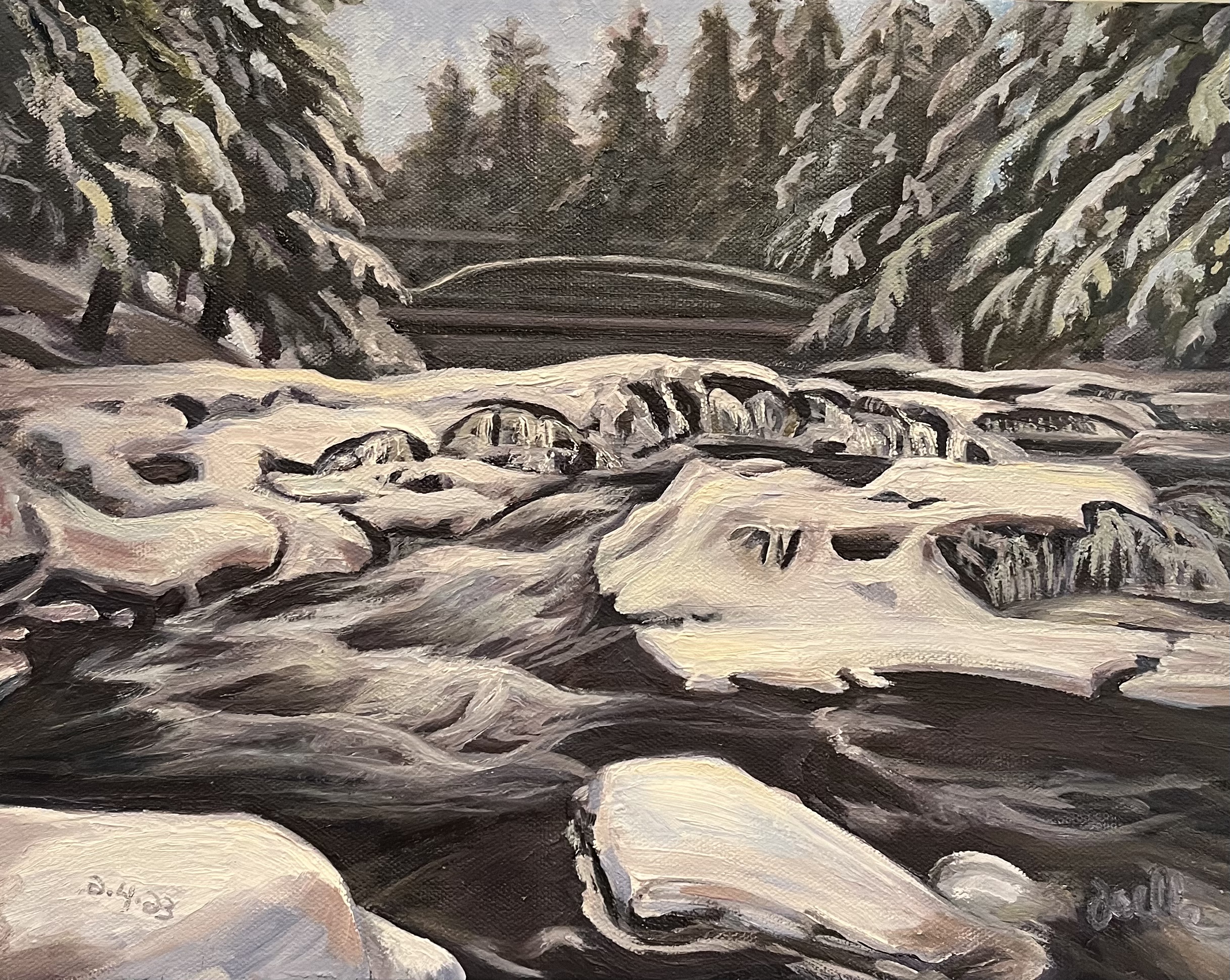 Icy River — original oil painting by Joelle Goff